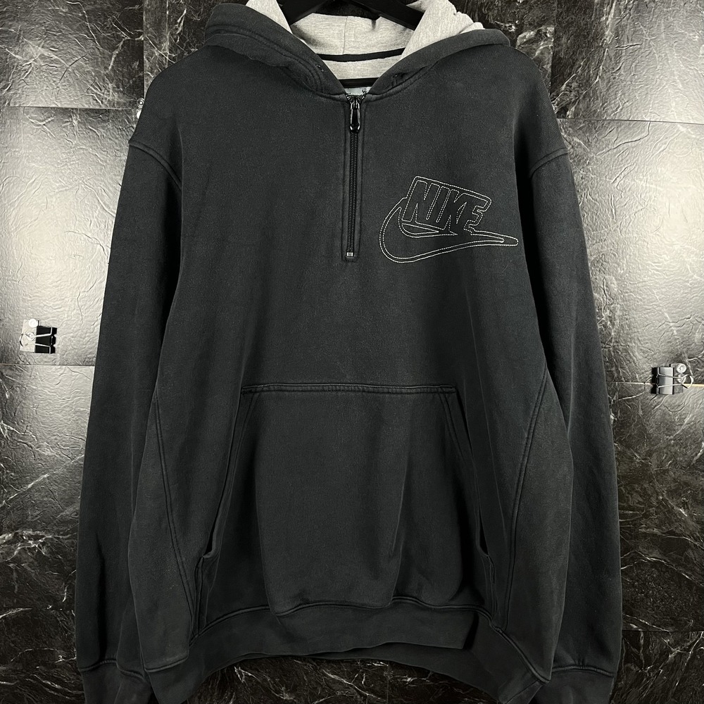 Nike Vtg Men's Black Fleece Zip Hoodie Large